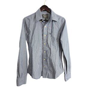 Abercrombie & Fitch Mens Blue Striped Button-Up Shirt Muscle Fit S 100% Cotton L